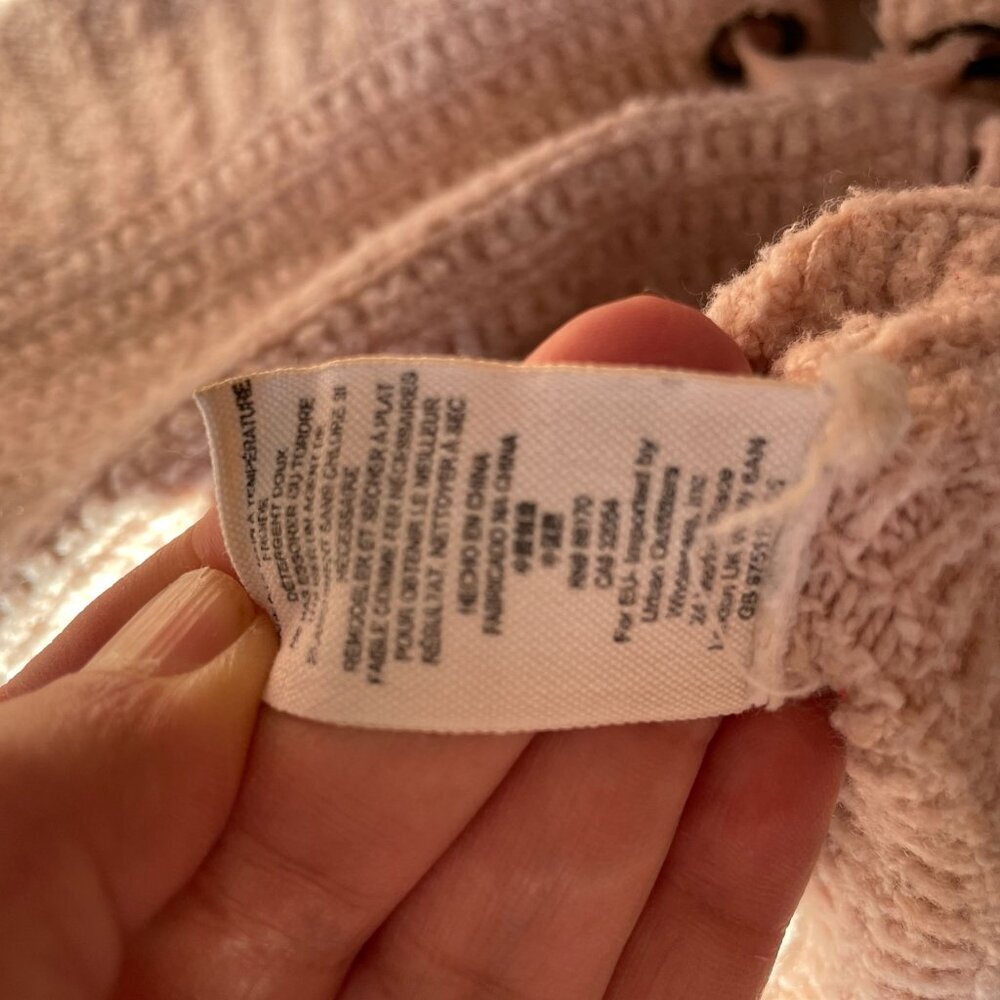 Free People Heart It Lace Up Oversized Sweater Tunic Dress in Ballet Pink SZ M - Picture 8 of 12